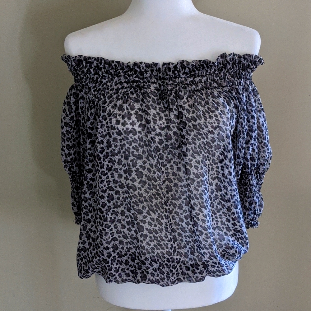 Sheer Leopard print, off the shoulder top